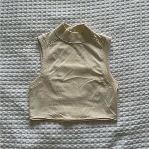 BDG Sleeveless Cream Mock Neck Top